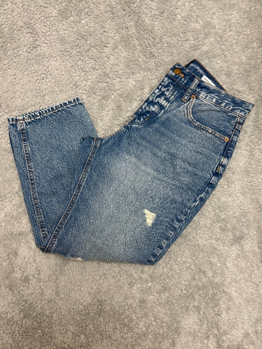 Women's Medium Wash Distressed J. Crew Boyfriend Jeans Premium Edition